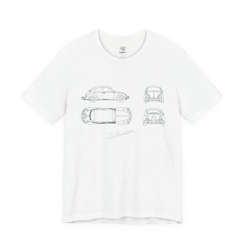 Classic VW Beetle Blueprint Tee — Vintage Car Sketch T-Shirt