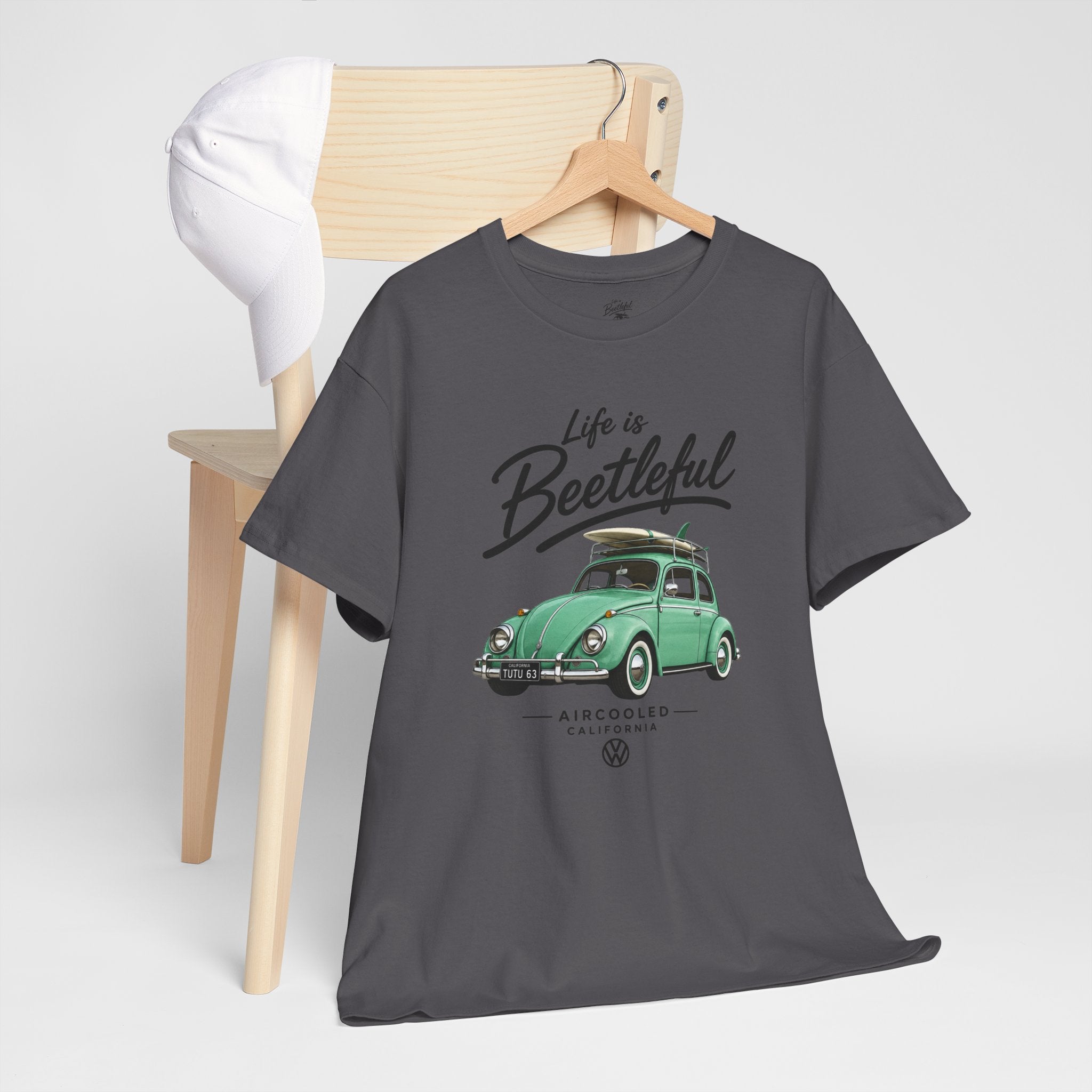 Beetle Car T-Shirt — "Life is Beetleful" Vintage VW Graphic Tee
