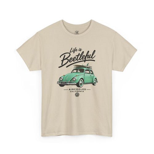 Beetle Car T-Shirt — "Life is Beetleful" Vintage VW Graphic Tee