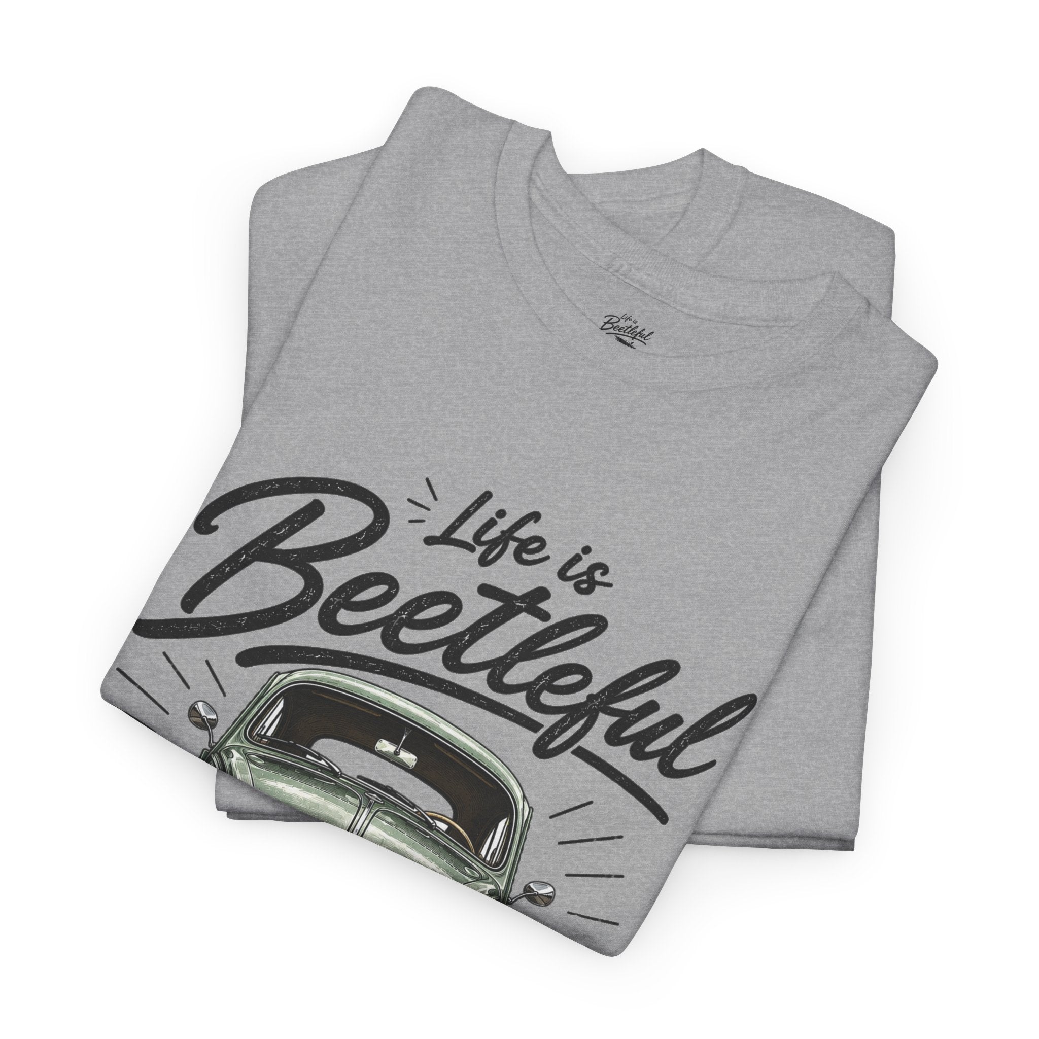 Beetle Car T-Shirt — "Life is Beetleful" Vintage VW Graphic Tee