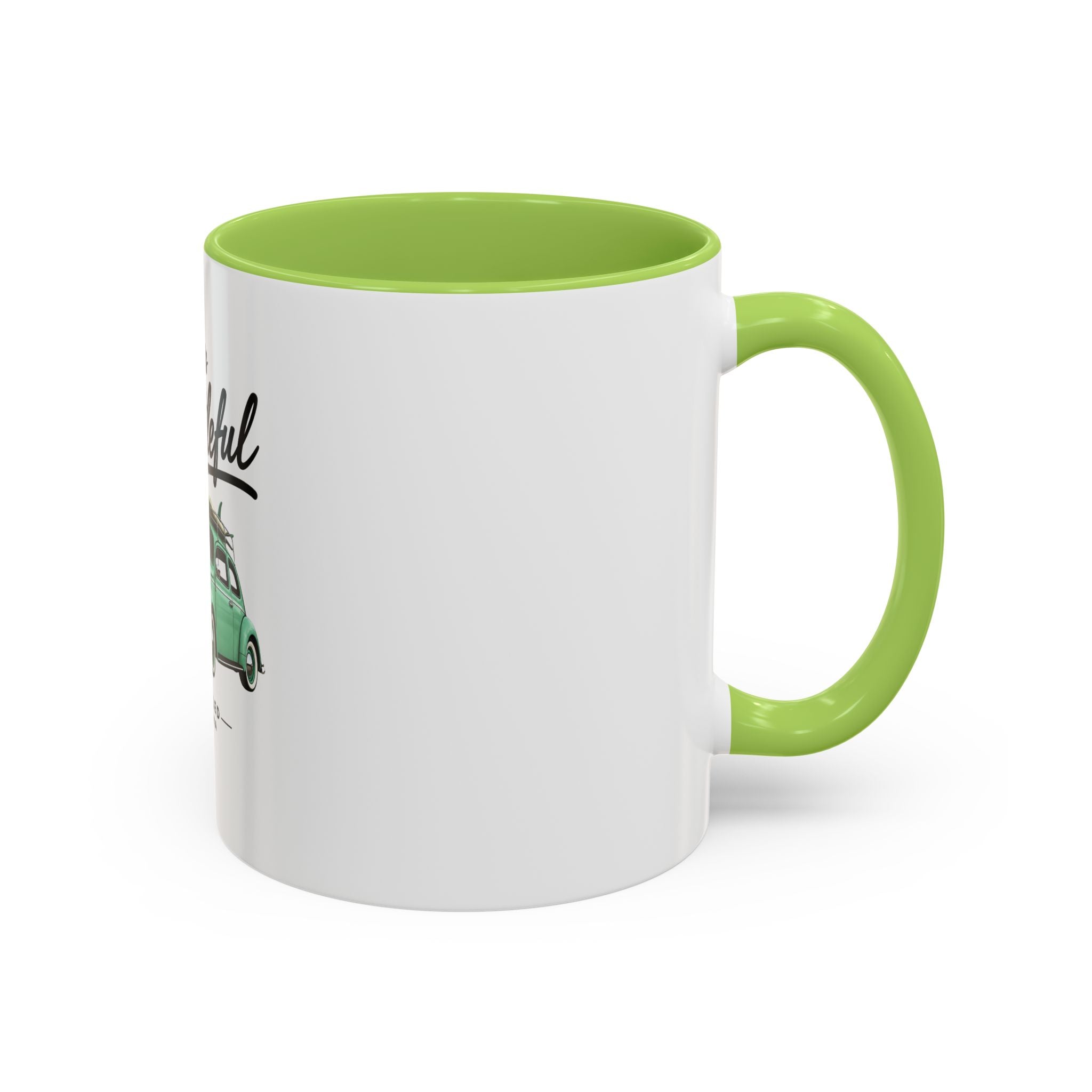 Vintage VW Beetle Coffee Mug – “Life is Beetleful” Accent Mug (11/15oz)