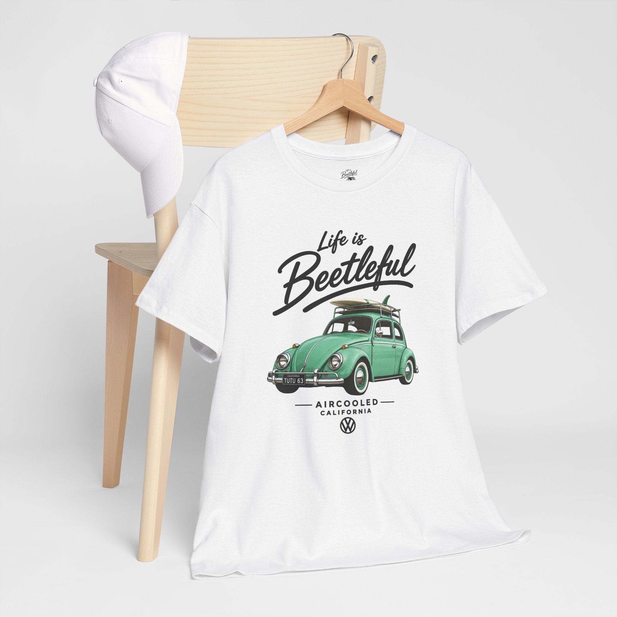 Beetle Car T-Shirt — "Life is Beetleful" Vintage VW Graphic Tee