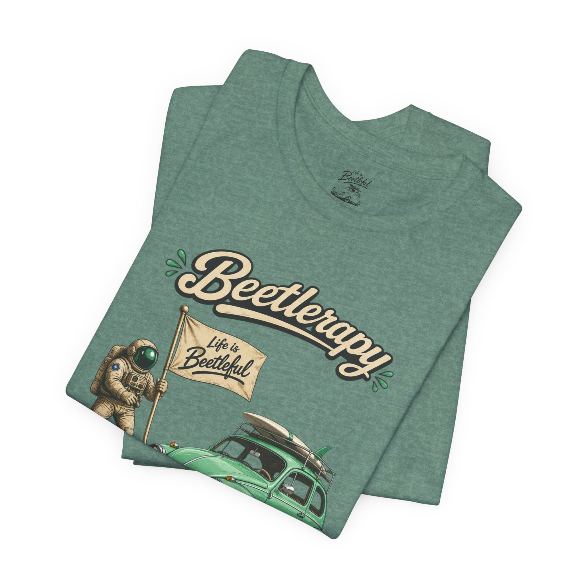 Beetle Therapy Tee — Vintage VW Beetle Surfboard Graphic T-Shirt