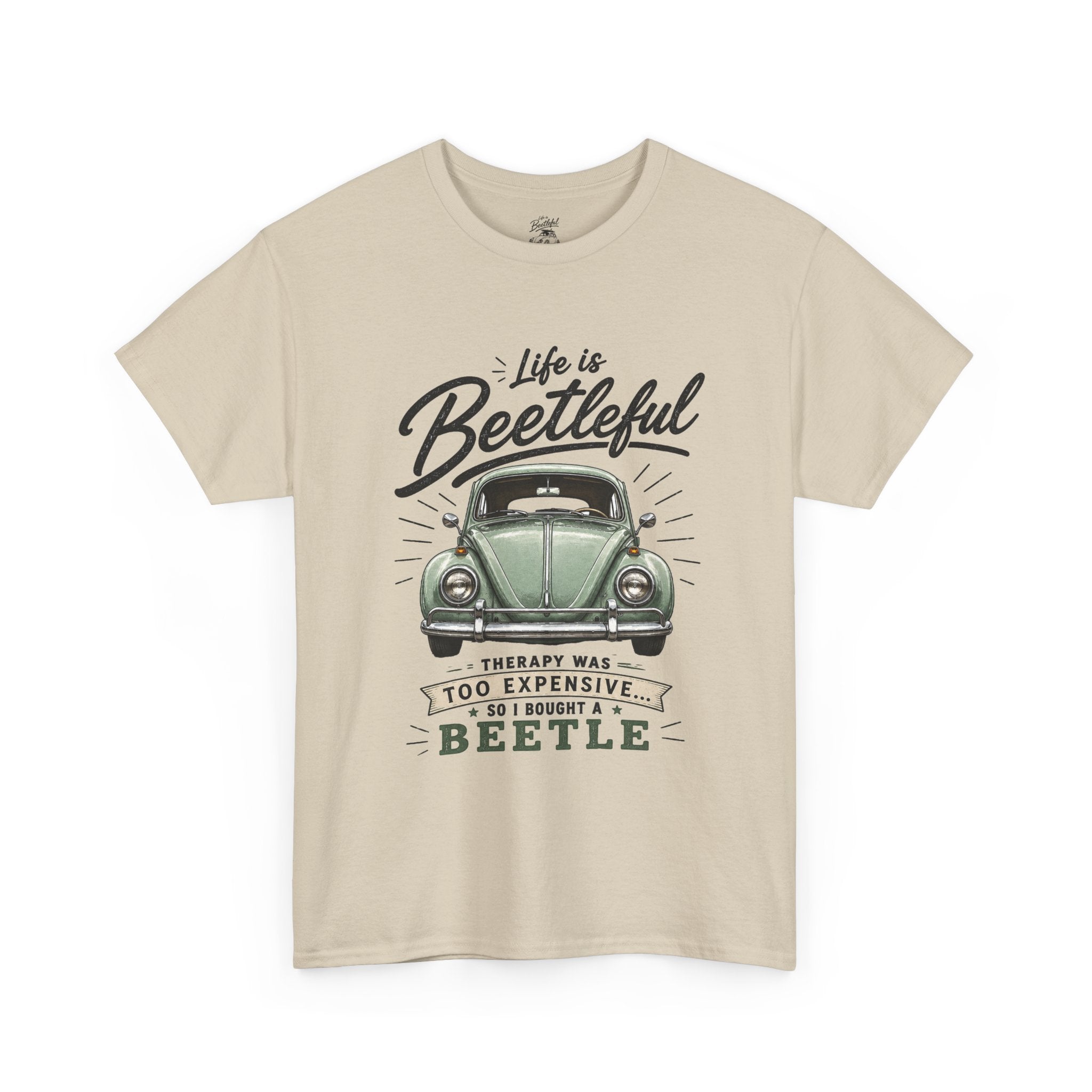 Beetle Car T-Shirt — "Life is Beetleful" Vintage VW Graphic Tee