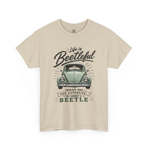 Beetle Car T-Shirt — "Life is Beetleful" Vintage VW Graphic Tee
