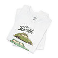 Vintage Beach Sunset Tee – 'Beachtiful' Retro Surf Wagon Shirt