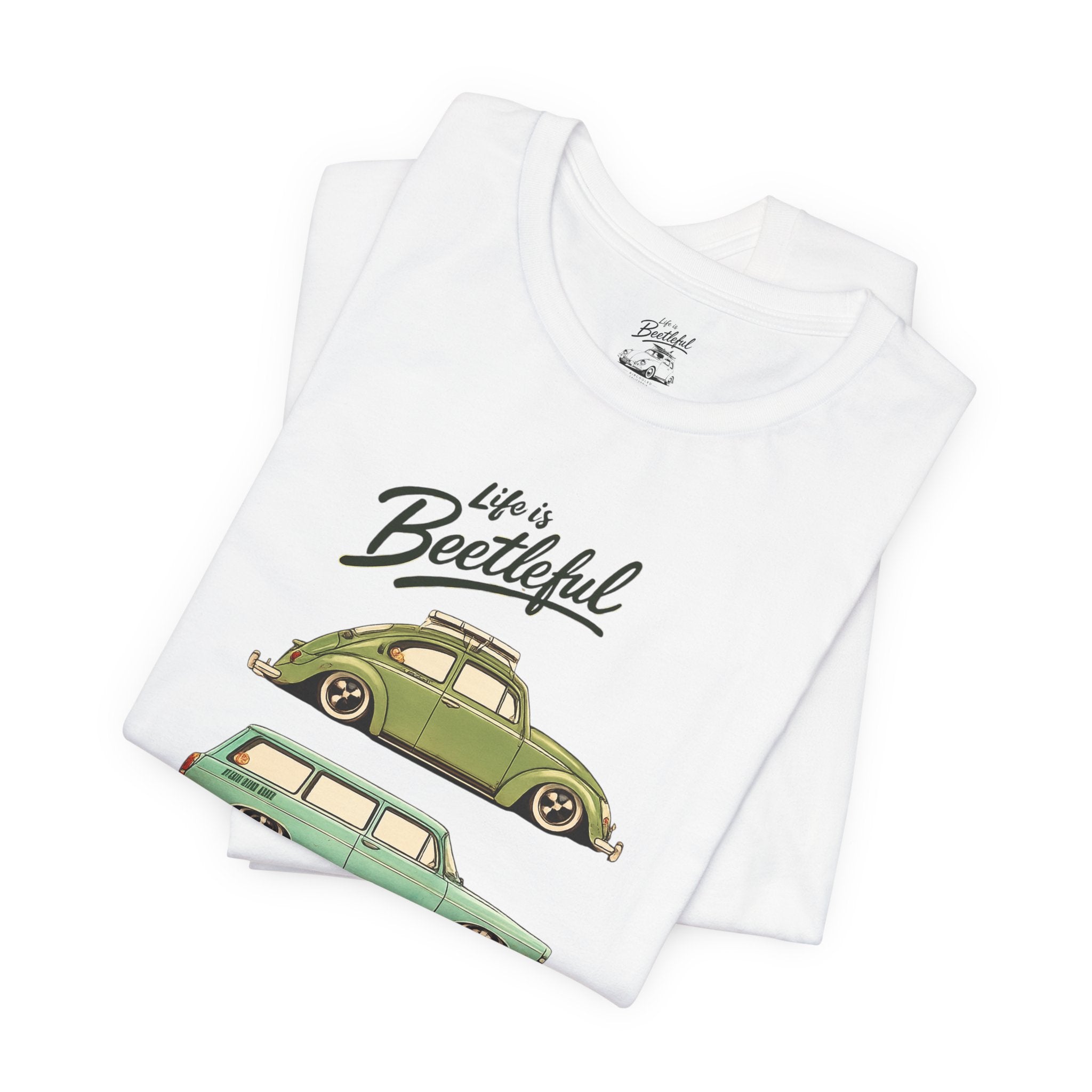 Vintage Beach Sunset Tee – 'Beachtiful' Retro Surf Wagon Shirt