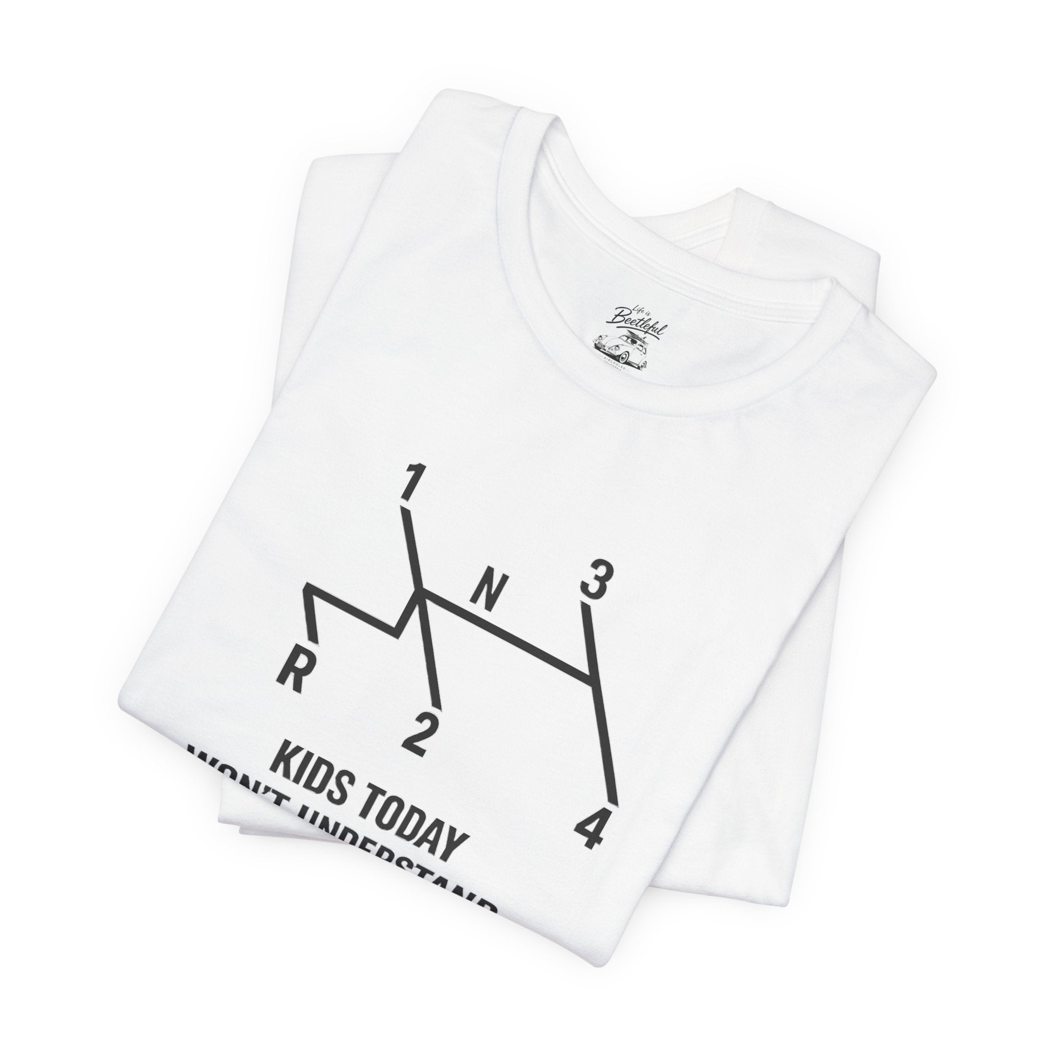 Manual Transmission Gearshift Tee — "Kids Today Won't Understand" Vintage Car Shirt