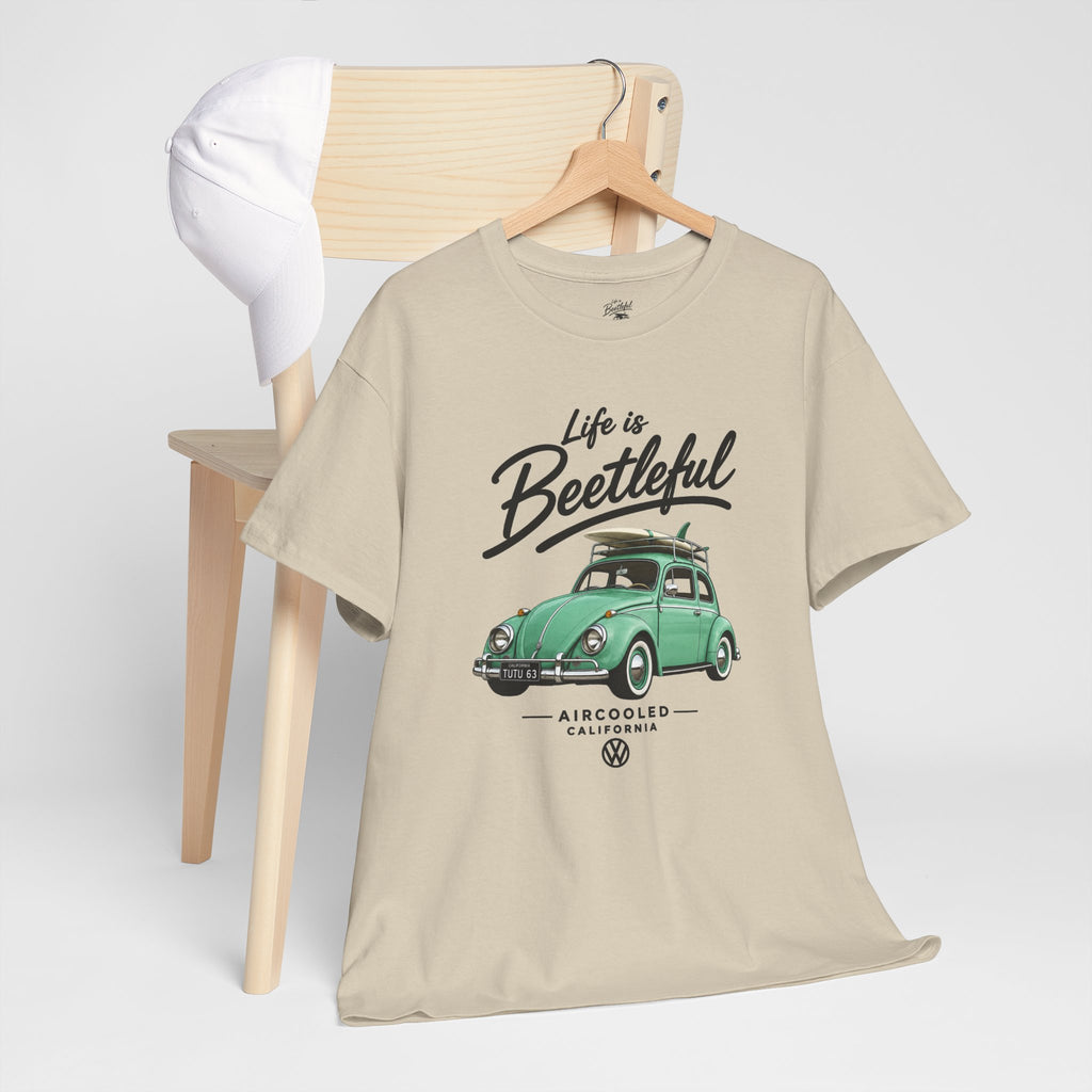 Beetle Car T-Shirt — "Life is Beetleful" Vintage VW Graphic Tee