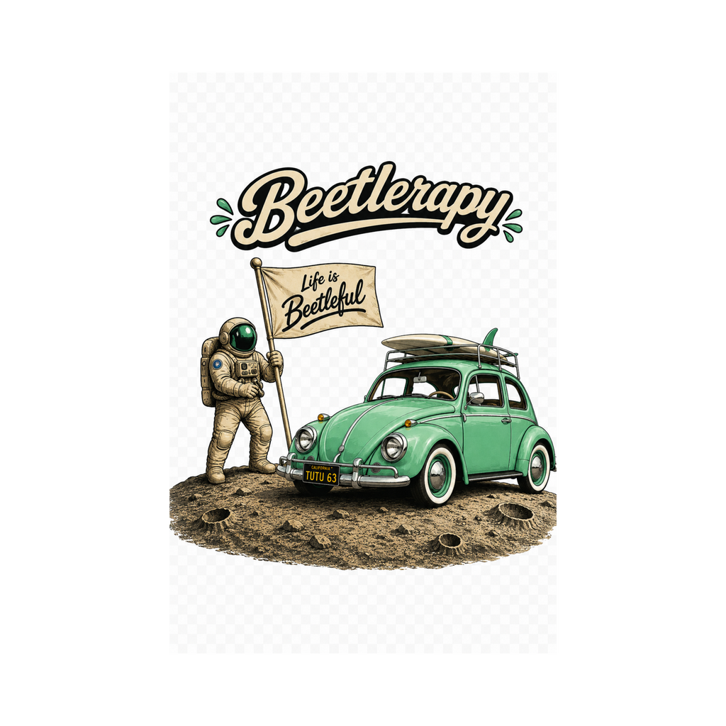 Beetle Therapy Tee — Vintage VW Beetle Surfboard Graphic T-Shirt