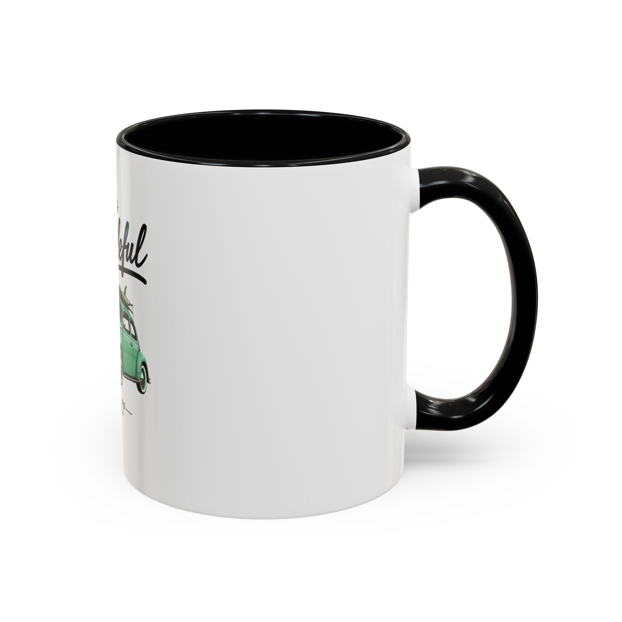 Vintage VW Beetle Coffee Mug – “Life is Beetleful” Accent Mug (11/15oz)