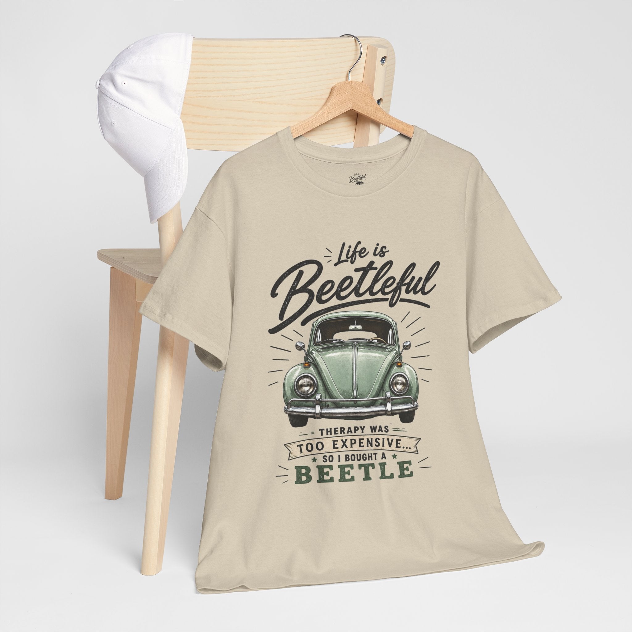 Beetle Car T-Shirt — "Life is Beetleful" Vintage VW Graphic Tee