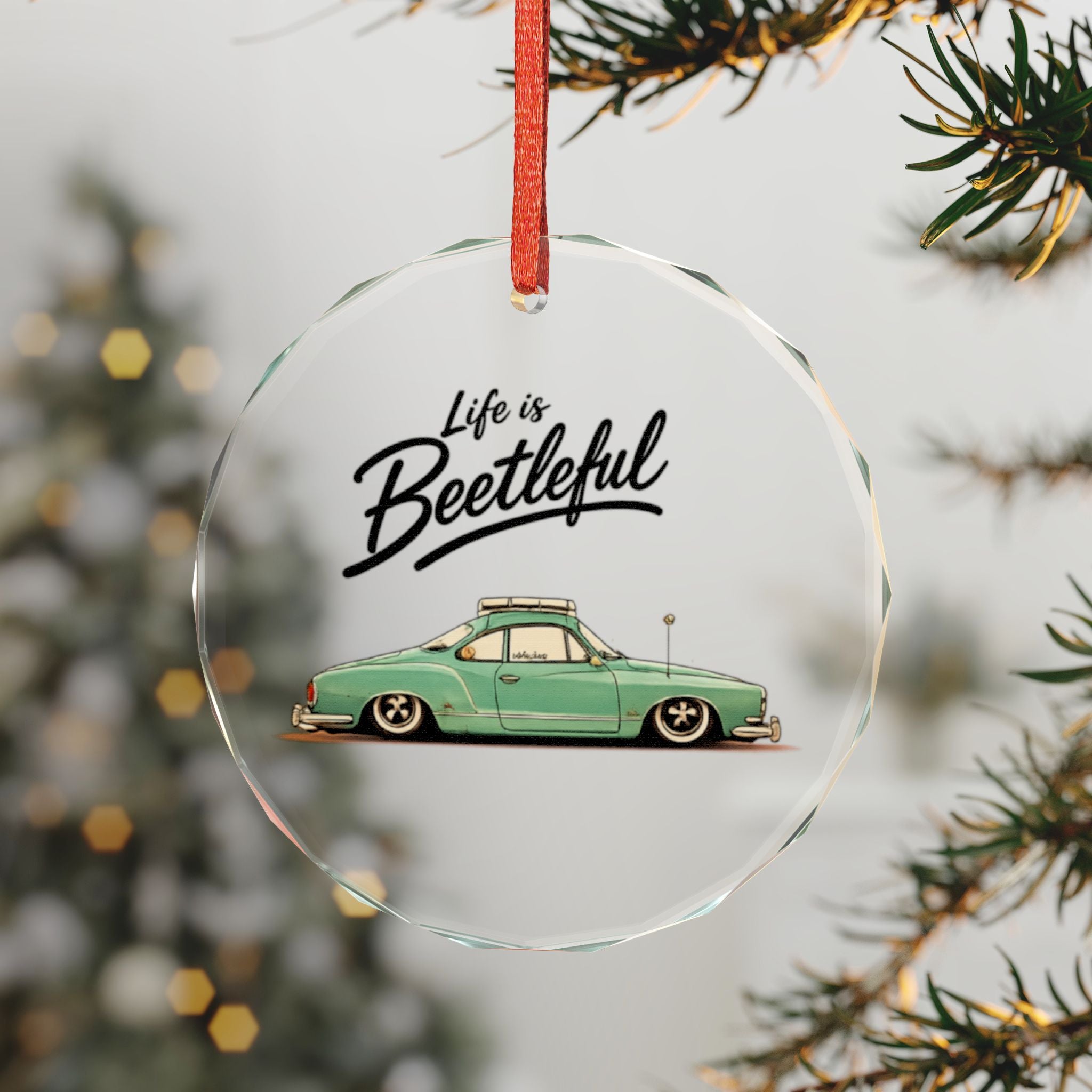 “Life is Beetleful” Vintage VW Aircooled Holiday Ornament