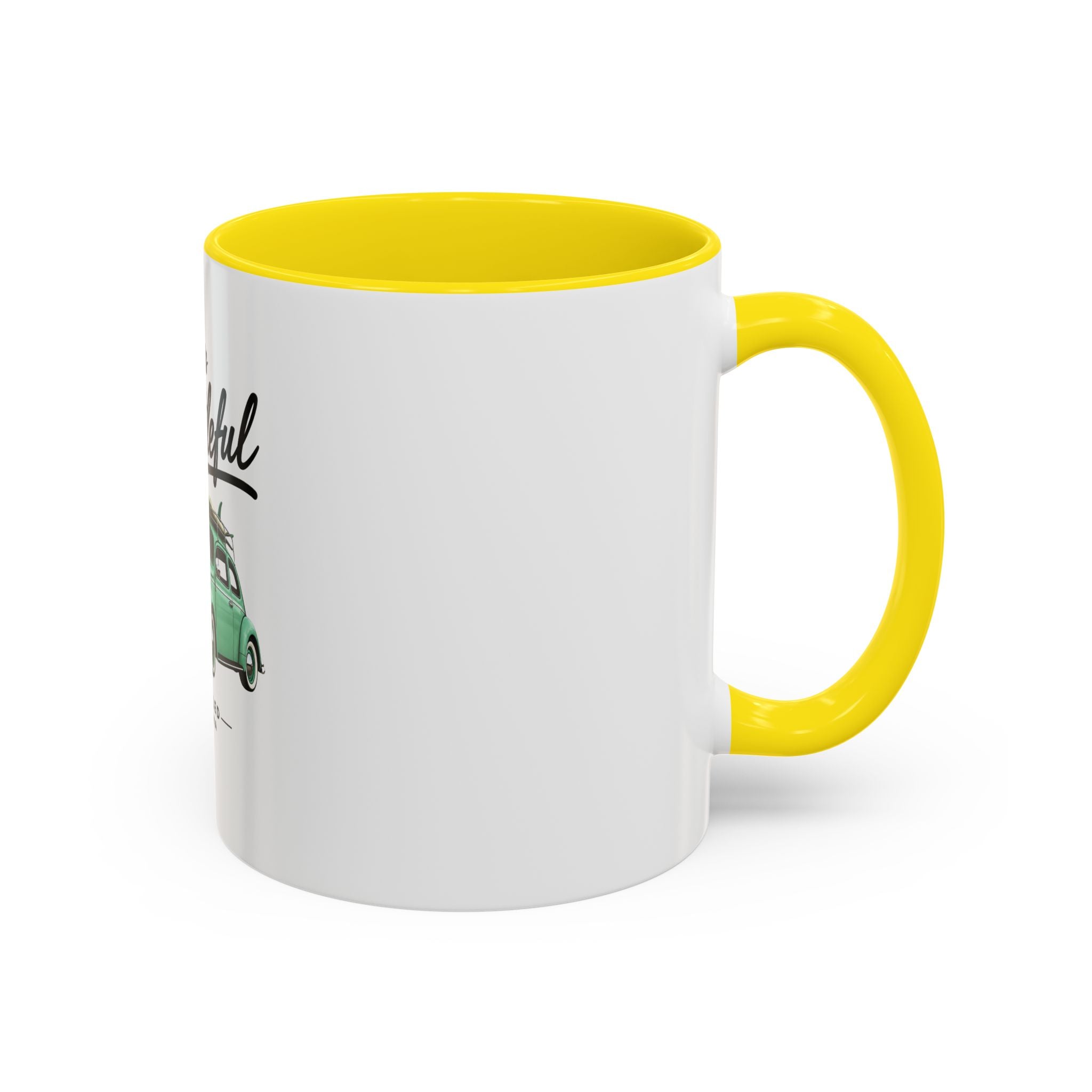 Vintage VW Beetle Coffee Mug – “Life is Beetleful” Accent Mug (11/15oz)