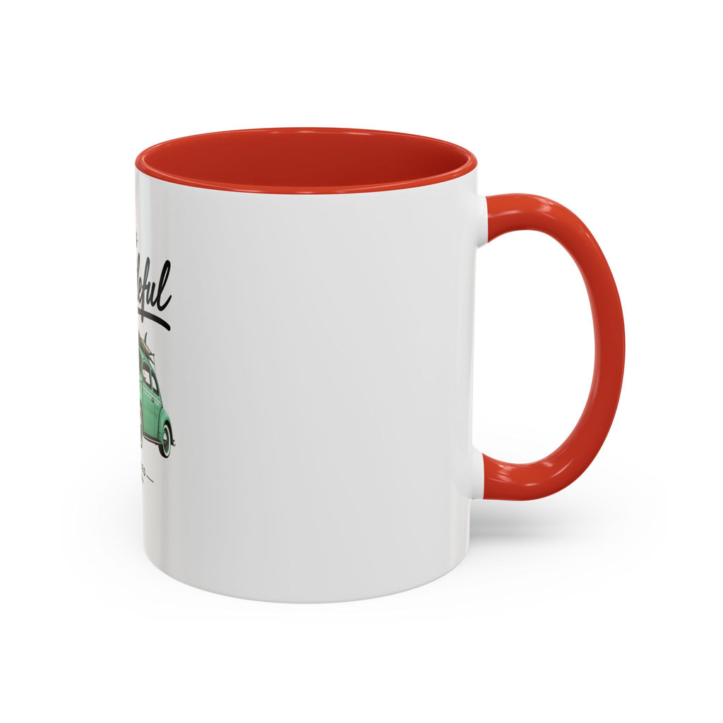 Vintage VW Beetle Coffee Mug – “Life is Beetleful” Accent Mug (11/15oz)