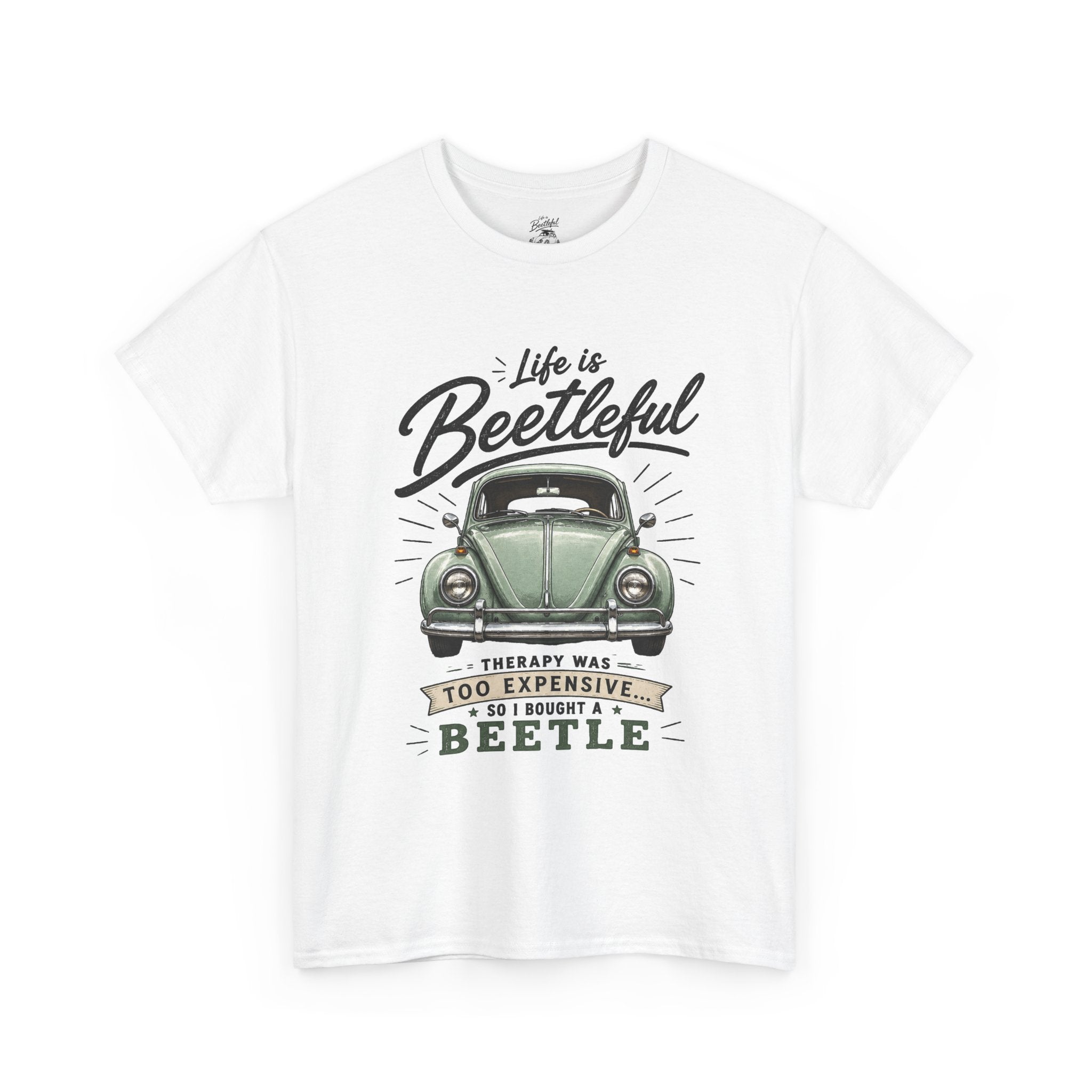 Beetle Car T-Shirt — "Life is Beetleful" Vintage VW Graphic Tee