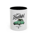 Vintage VW Beetle Coffee Mug – “Life is Beetleful” Accent Mug (11/15oz)