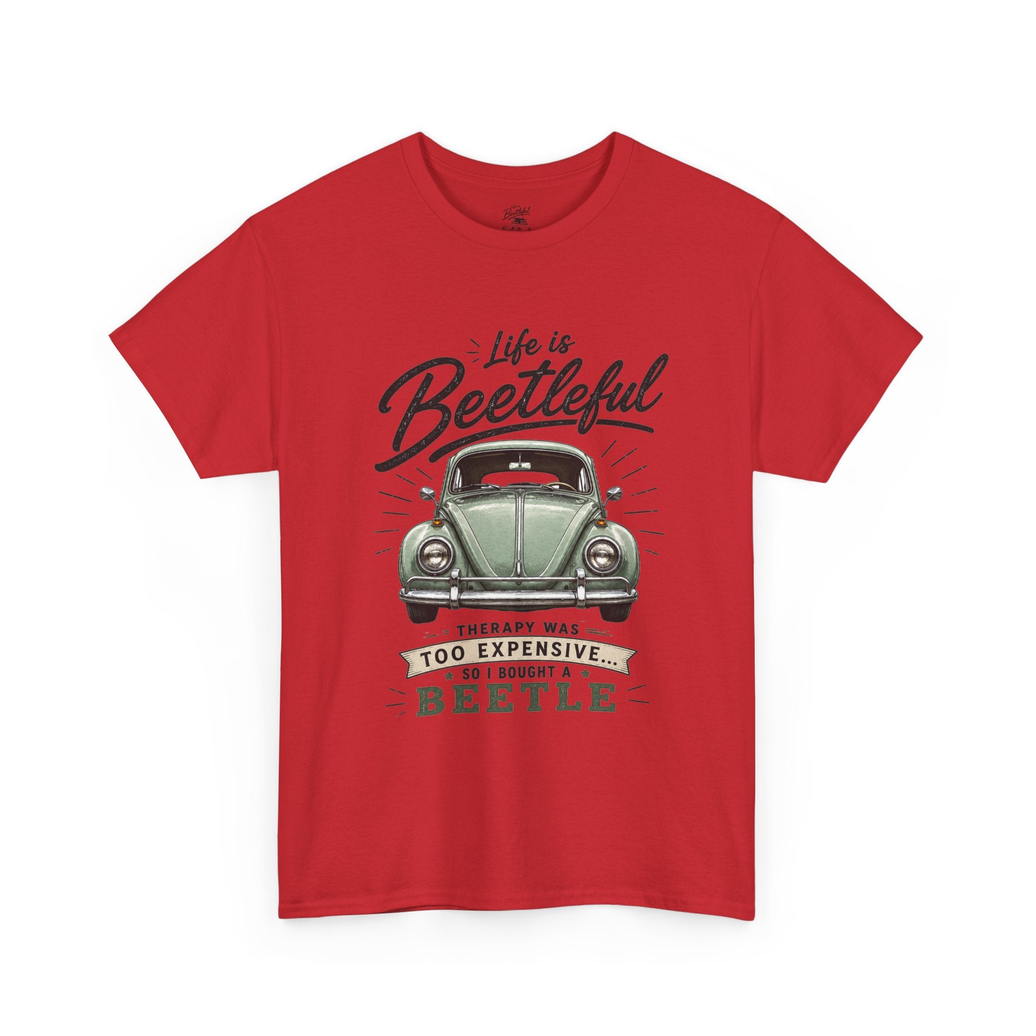 Beetle Car T-Shirt — "Life is Beetleful" Vintage VW Graphic Tee