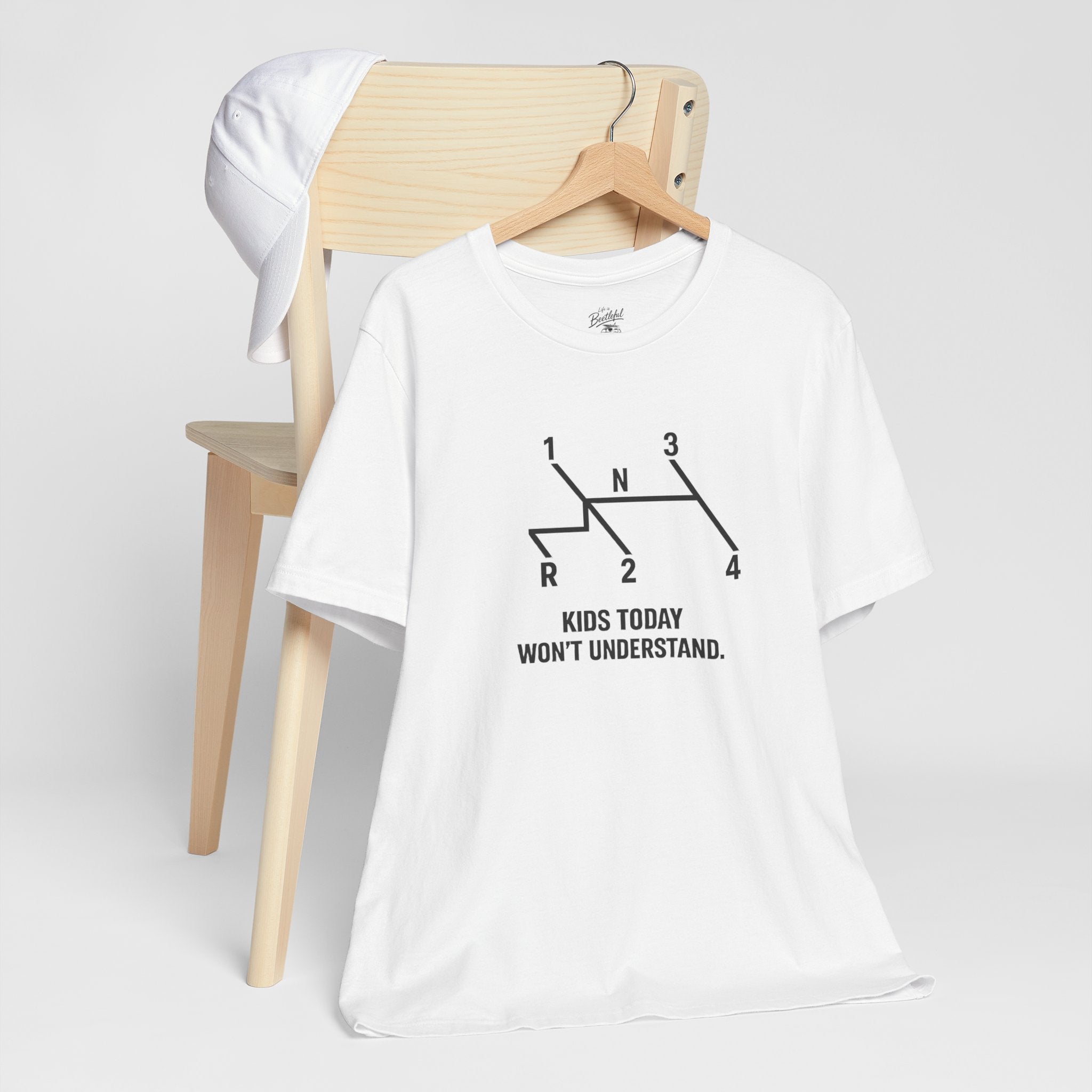 Manual Transmission Gearshift Tee — "Kids Today Won't Understand" Vintage Car Shirt