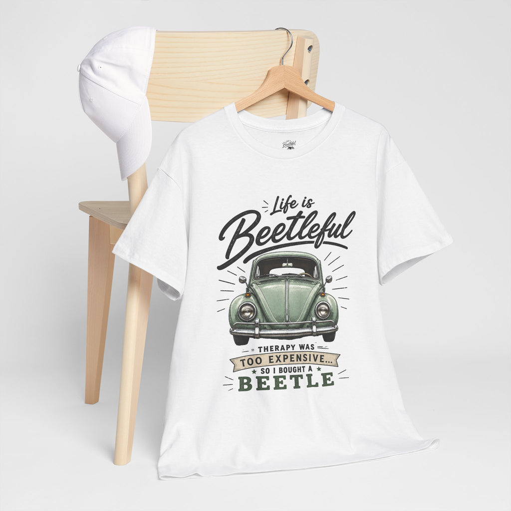 Beetle Car T-Shirt — "Life is Beetleful" Vintage VW Graphic Tee