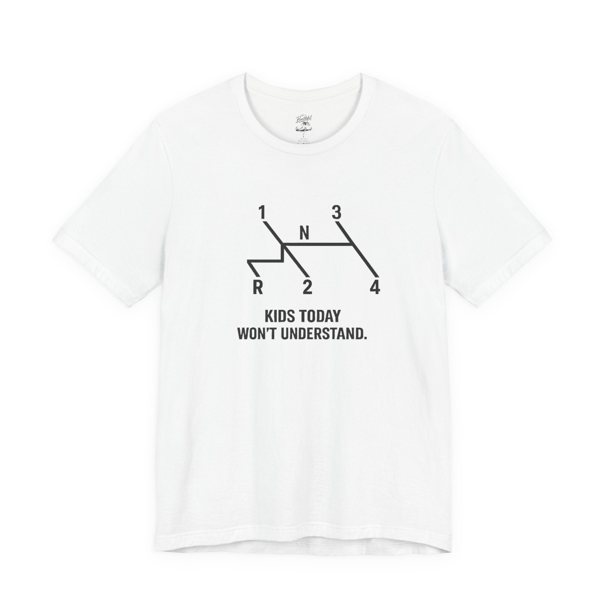 Manual Transmission Gearshift Tee — "Kids Today Won't Understand" Vintage Car Shirt