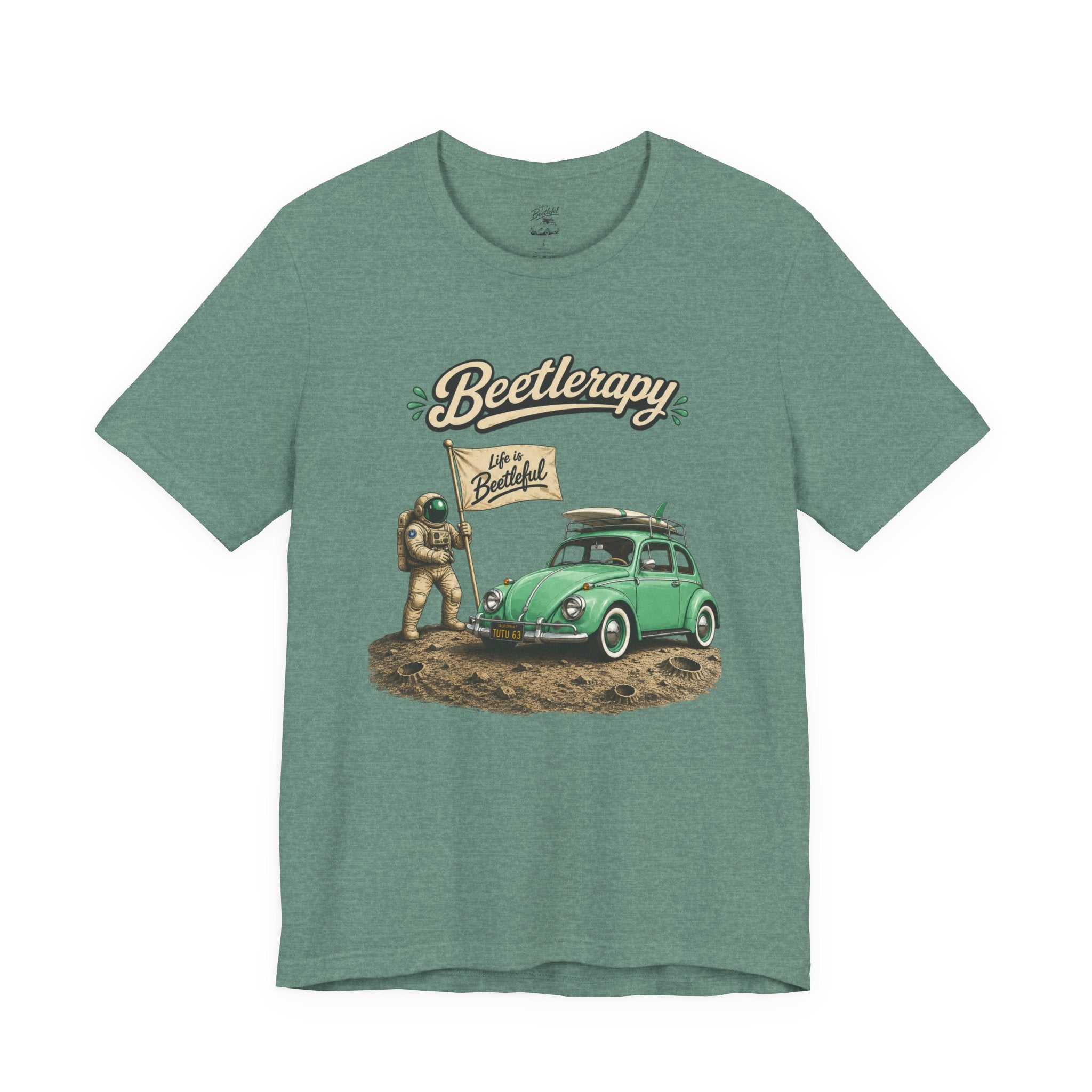 Beetle Therapy Tee — Vintage VW Beetle Surfboard Graphic T-Shirt