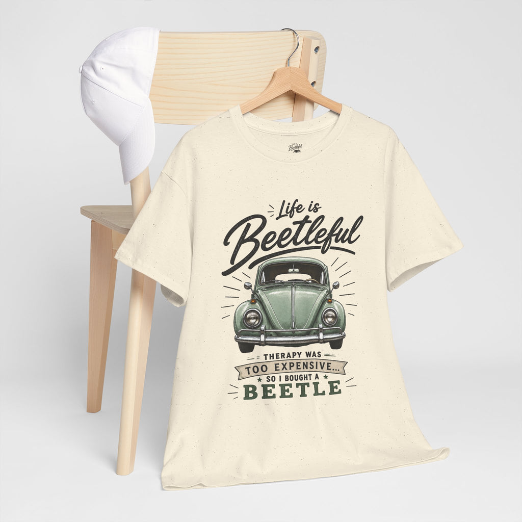 Beetle Car T-Shirt — "Life is Beetleful" Vintage VW Graphic Tee