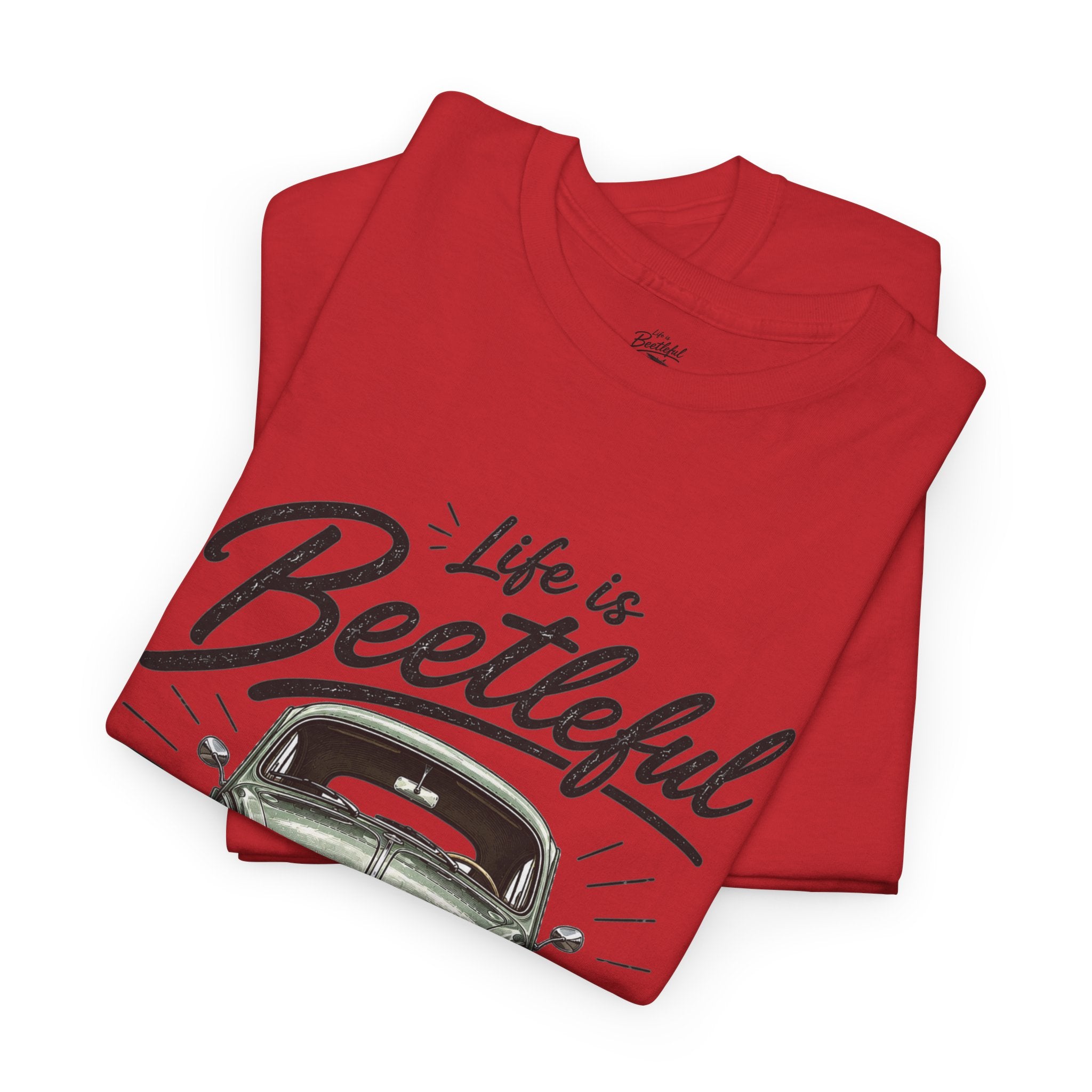 Beetle Car T-Shirt — "Life is Beetleful" Vintage VW Graphic Tee
