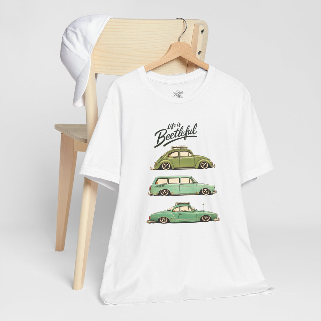 Vintage Beach Sunset Tee – 'Beachtiful' Retro Surf Wagon Shirt