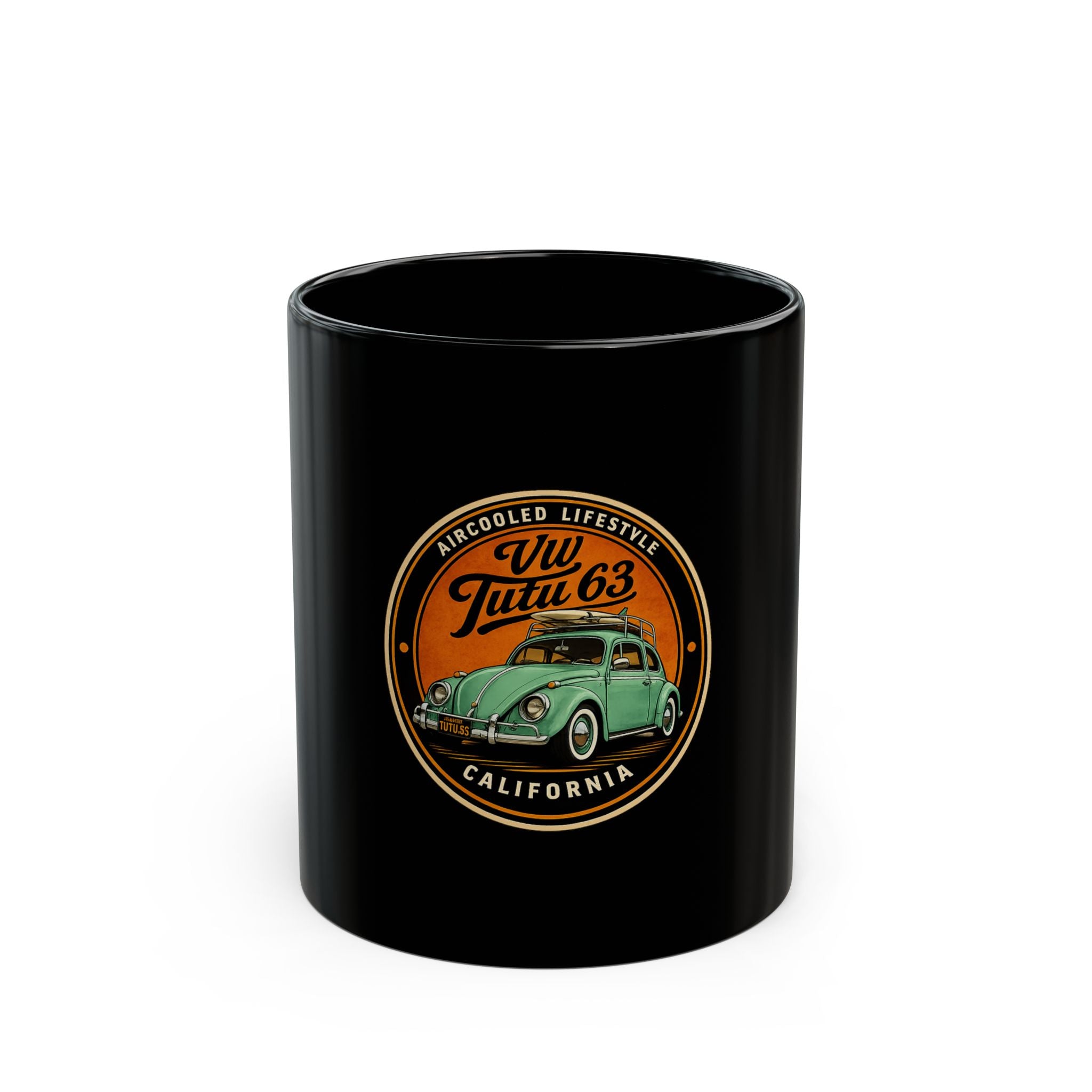 VW Tutu 63 Classic Beetle Mug — Vintage Aircooled California Coffee Cup (11oz/15oz)