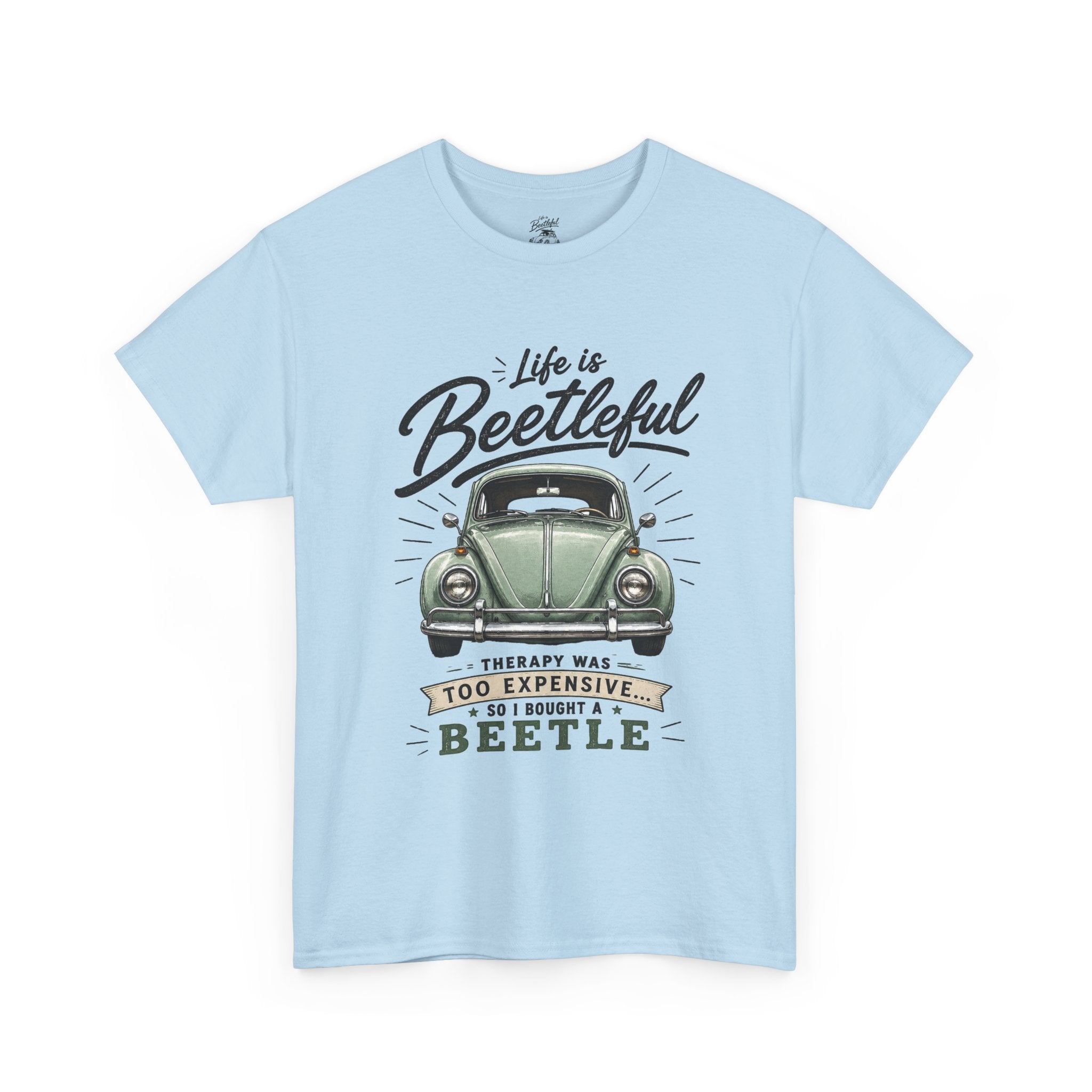 Beetle Car T-Shirt — "Life is Beetleful" Vintage VW Graphic Tee